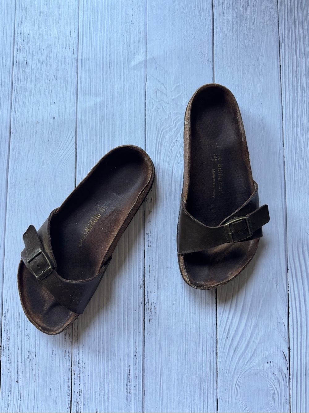 Birkenstock Madrid Single Strap Dark Brown Oiled Leather Sandals (Eu 38/US 7.5/8